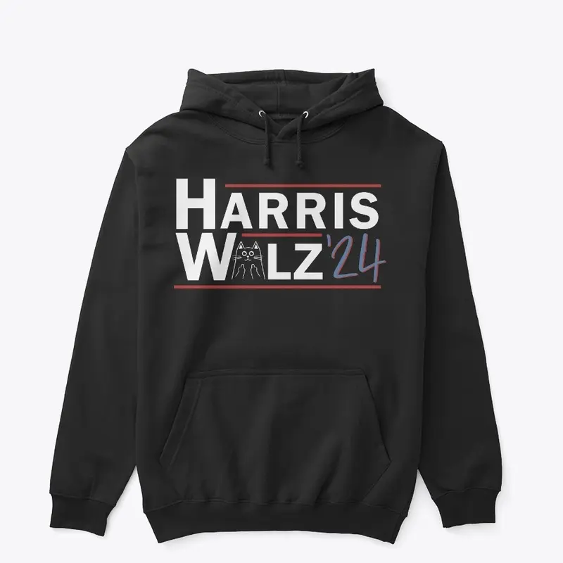 Harris Walz 2024 With Cat Drawing