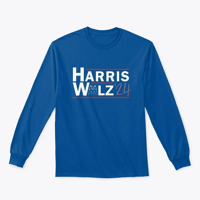 Harris Walz 2024 With Cat Drawing