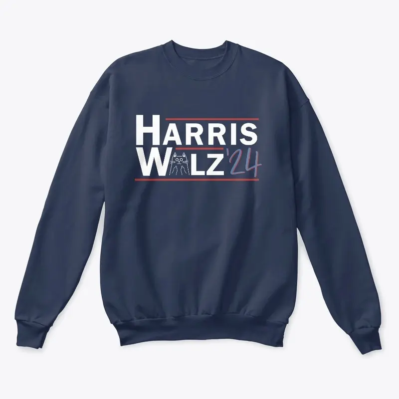 Harris Walz 2024 With Cat Drawing