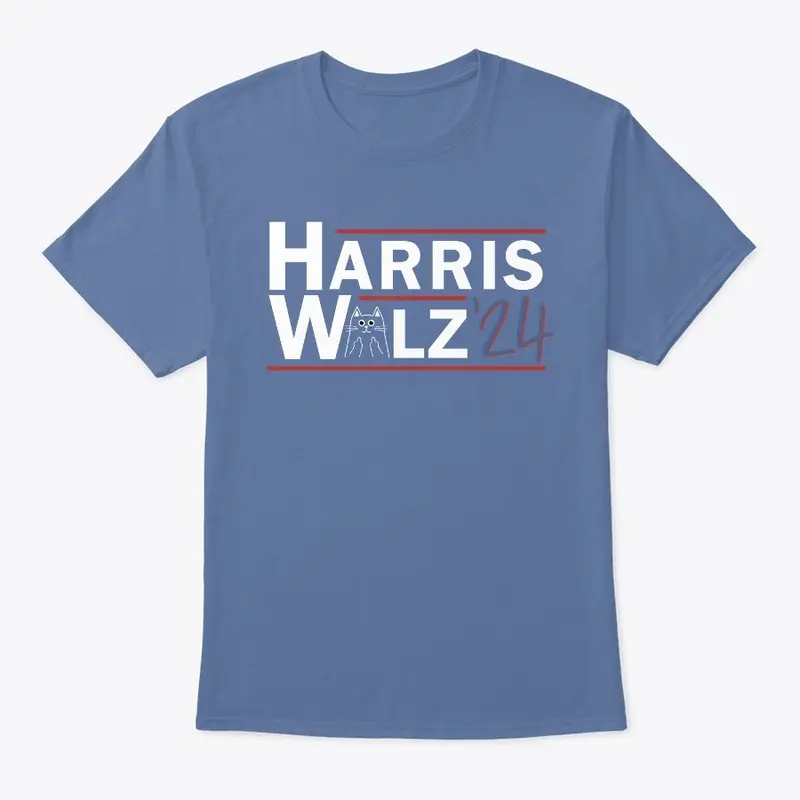 Harris Walz 2024 With Cat Drawing